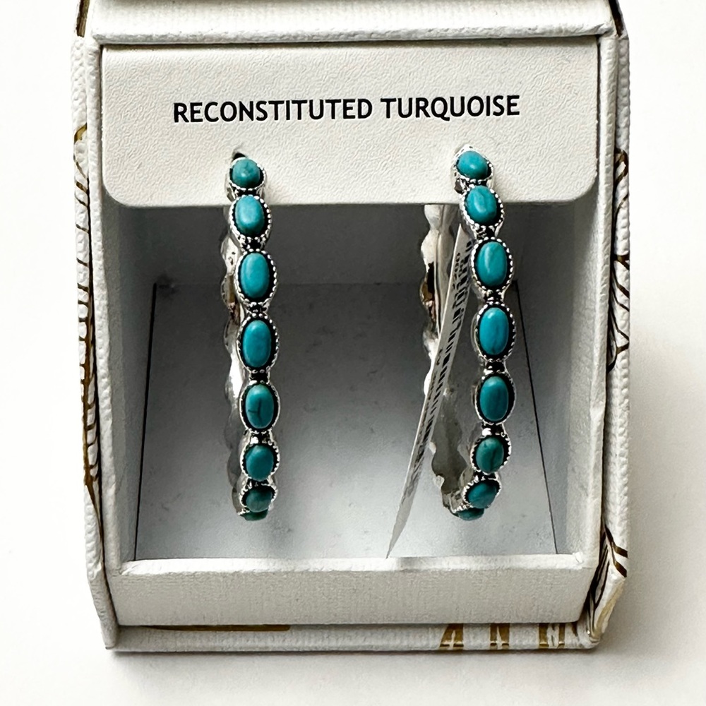 Silver Tone Boho Turquoise Earrings
